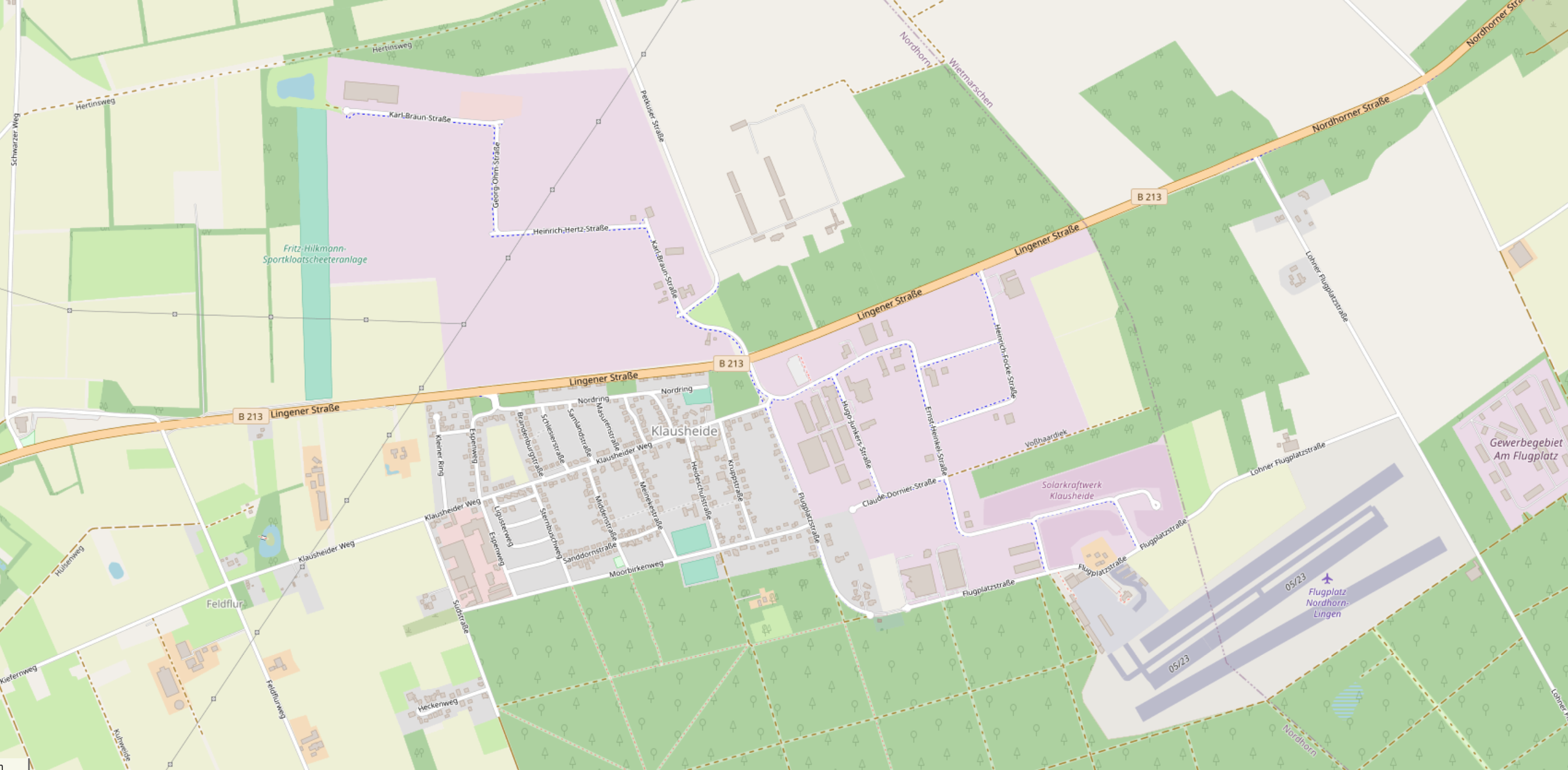 Karte Klausheide Dorf, Gut und Gewwerbegebiete