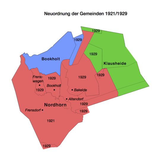 Karte der Gemeinden Bookholt, Klausheide und Nordhorn